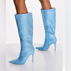 Public Desire Rare find Rhinestone Knee-High Boots
